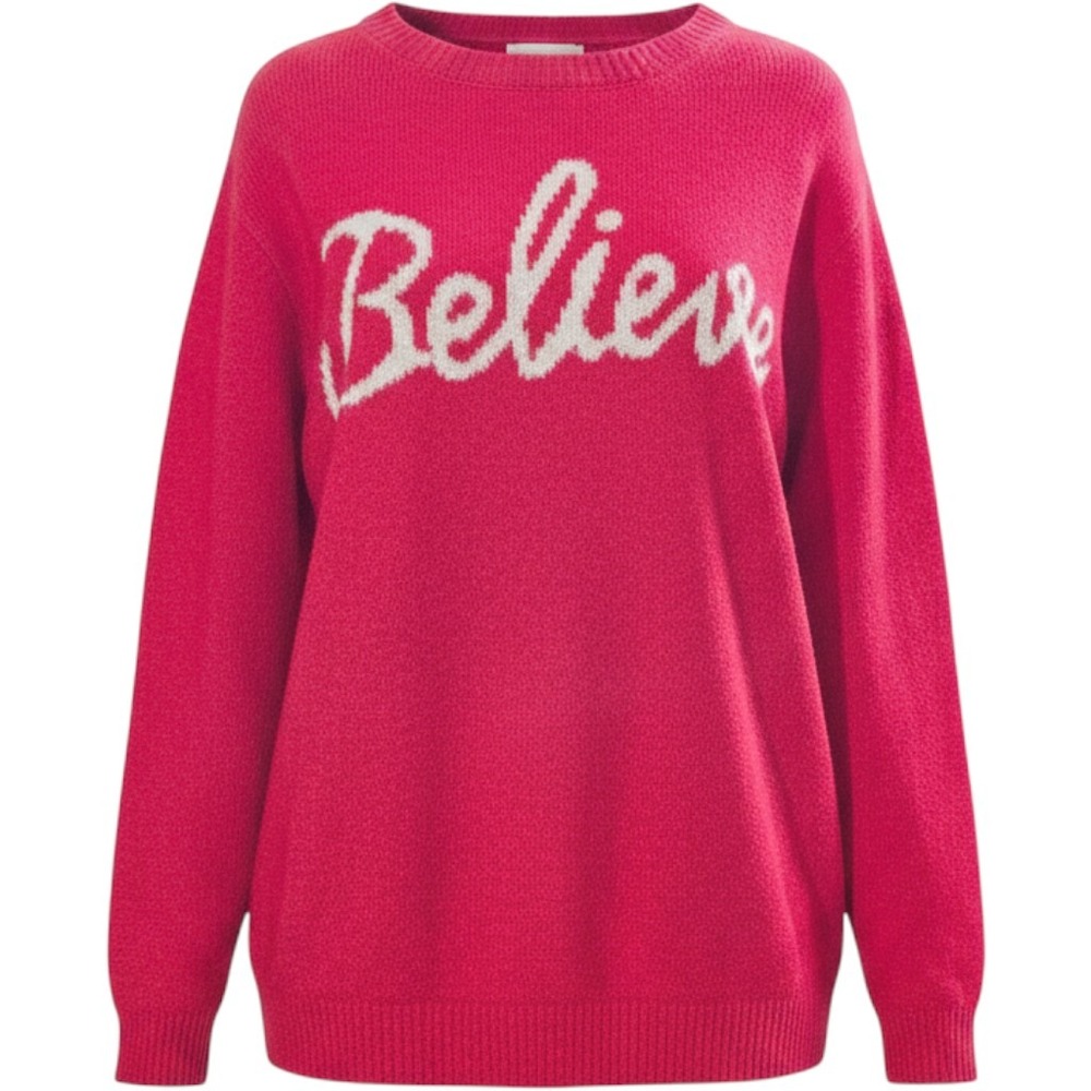 Cupcakes and Cashmere Red Believe Graphic Christmas Sweater Plus Size 3X Holiday